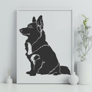 An SVG vector graphic of a Welsh Corgi in a sitting position.