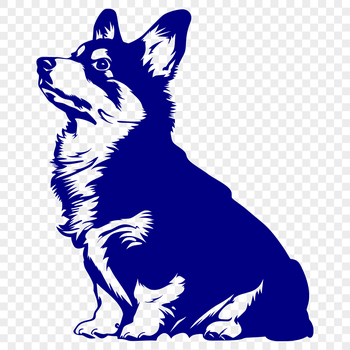 A vector illustration of a full-body Welsh Corgi sitting on its haunches.