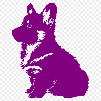 A full-body illustration of a sitting Welsh Corgi dog breed in vector format.