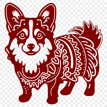 A detailed illustration of a standing Welsh Corgi breed dog from the side, suitable for pet owners and enthusiasts.