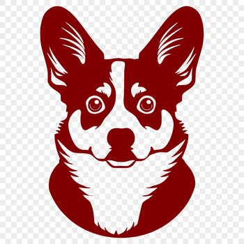 A vector illustration of a happy Welsh Corgi's head.