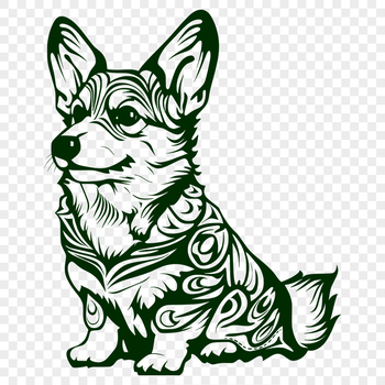 Ornate Welsh Corgi SVG, PNG, PDF And DXF Files