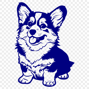 A full-body illustration of a sitting Welsh Corgi dog breed with fur texture.