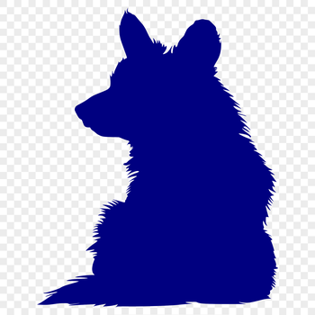 A full-body illustration of a Welsh Corgi breed dog in sitting position.