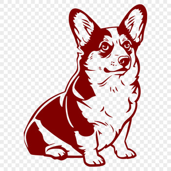 A vector illustration of a full-body sitting Welsh Corgi, suitable for digital designs.