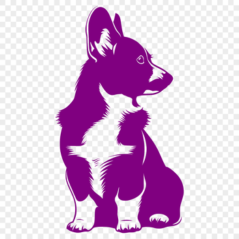 A high-quality illustration of a full-body Welsh Corgi sitting on its haunches.