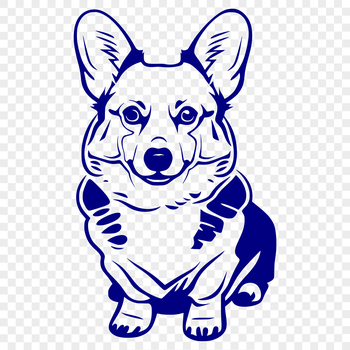 A full-body illustration of a sitting Welsh Corgi dog breed.