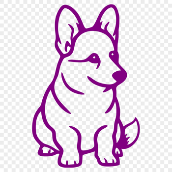 A stylized illustration of a Welsh Corgi in a sitting position.