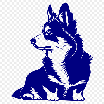 A realistic illustration of a full-body Welsh Corgi sitting on its hind legs.