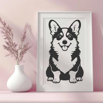 A full-body illustration of a Welsh Corgi sitting on its hind legs, suitable for various design applications.