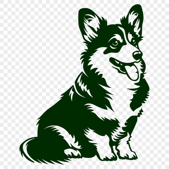 An SVG vector image of a sitting Welsh Corgi dog, suitable for various applications and designs.