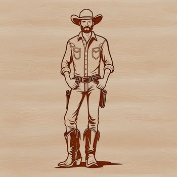 A cowboy illustration created as a vector graphic in SVG format.