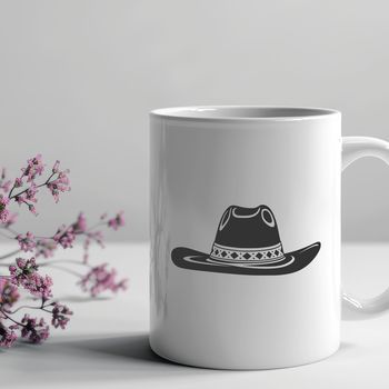 A classic western-style hat with a wide brim and high crown, ideal for vector designs and digital crafts.
