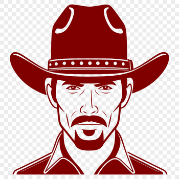 A detailed digital outline of a cowboy figure suitable for graphic design projects.