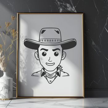 SVG graphic illustration of a cowboy in a classic pose.