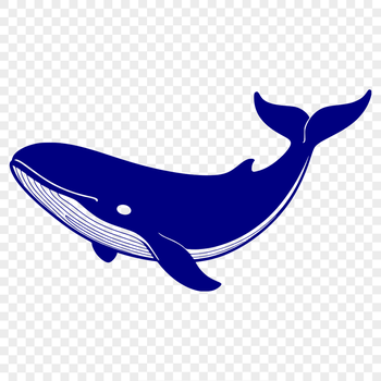 Illustrative vector graphic of a whale in silhouette form.