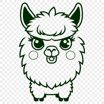 An illustration of a South American camelid with soft fur and a gentle face.