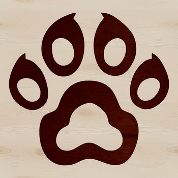 A digital illustration of a paw print with detailed lines and patterns.