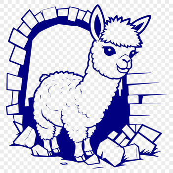 An illustration of a domesticated South American camelid animal with a fuzzy coat.