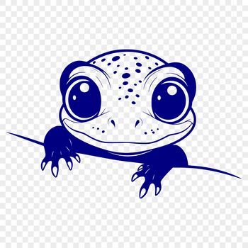A colorful salamander peeking from behind a leaf, created as a vector graphic for digital designs.
