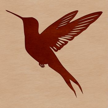 A silhouetted hummingbird in flight, depicted as a vector graphic.
