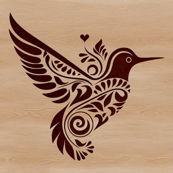 A detailed digital drawing of a small bird with iridescent feathers and long beak.