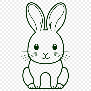 A full-body illustration of a rabbit sitting on its hind legs, suitable for vector art designs.