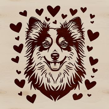 A vector illustration of a friendly Shetland Sheepdog's head, ideal for graphic design projects.