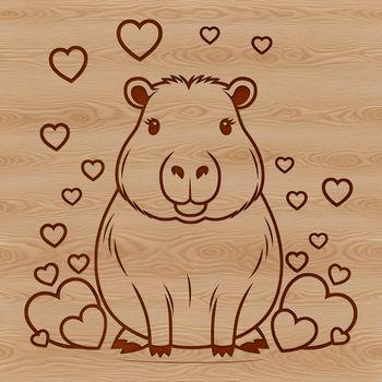A rodent with love hearts surrounding it.