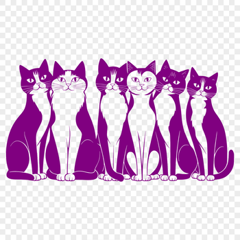 A detailed illustration of a domestic cat in various poses, suitable for cutting machine designs.