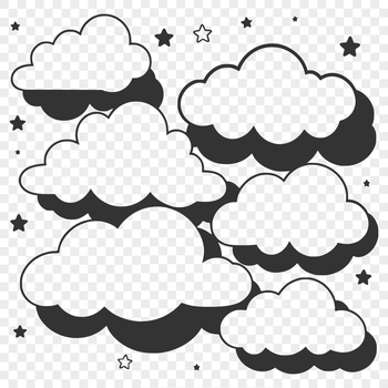 A white, puffy cloud icon in a vector format.