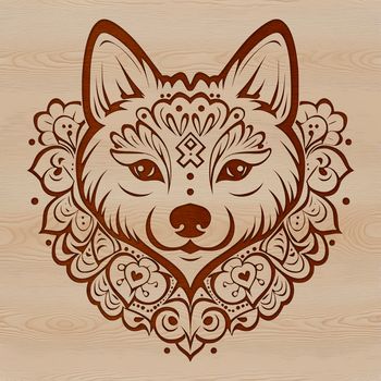 An SVG graphic featuring the face of a Shiba Inu animal breed.