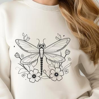 A delicate dragonfly design featuring intricate details, suitable for vector graphic projects and digital art.