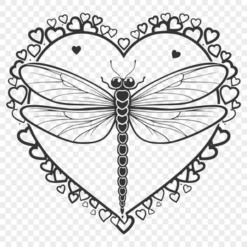 A colorful dragonfly design featuring love hearts in bold lines, perfect for vector art and digital crafting.