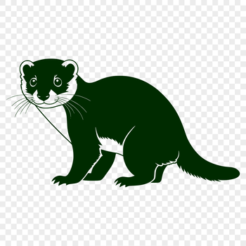 A cartoon illustration of a ferret in simple lines and shapes.