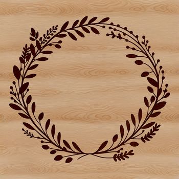 A hand-drawn floral wreath design created as an editable vector graphic.