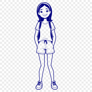 A single line drawing illustration of a girl in simple vector style.