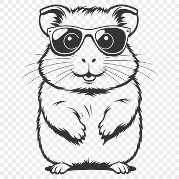 Illustrative hamster wearing trendy sunglasses, suitable for vector art designs.