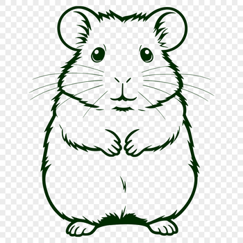 A small furry hamster sitting on a wooden surface with a neutral background.