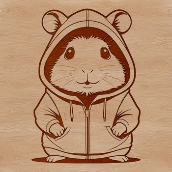 A small, furry rodent wearing a cartoon-style hoody, illustrated in a simple vector style.