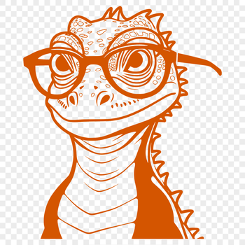 A cartoon lizard illustration wearing glasses, depicted in a vector style suitable for digital designs.
