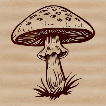 Colorful illustration of a mushroom, suitable for digital use in crafting and design projects.