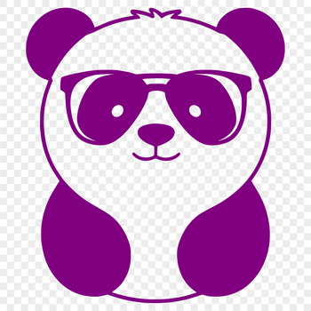 A cartoon panda character wearing trendy sunglasses, suitable as clip art for various digital applications.