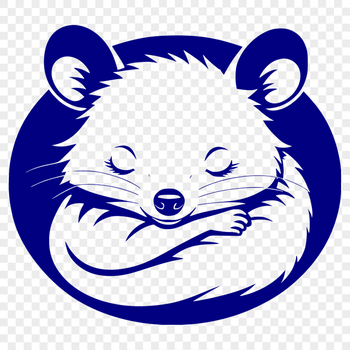 A wildlife illustration of a sleeping possum in a natural environment.