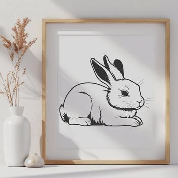 A digital illustration of a rabbit sitting in a relaxed pose, suitable for vector art projects.