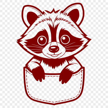 A detailed illustration of a raccoon in a neutral color palette, suitable for vector design.