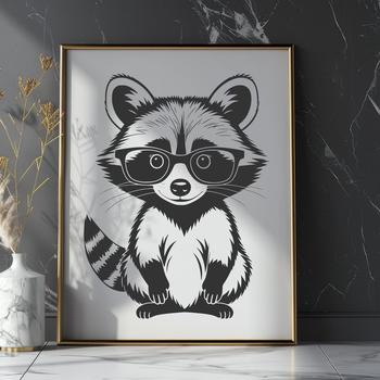 An SVG raccoon graphic designed for versatile use.