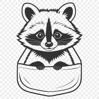 A detailed illustration of a raccoon peeking out from behind a tree, created as a vector graphic.