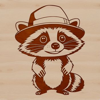 A stylized illustration of a raccoon with a neutral expression.