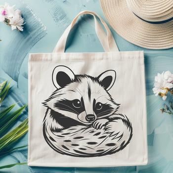 A vector illustration of a raccoon in various positions for design projects.